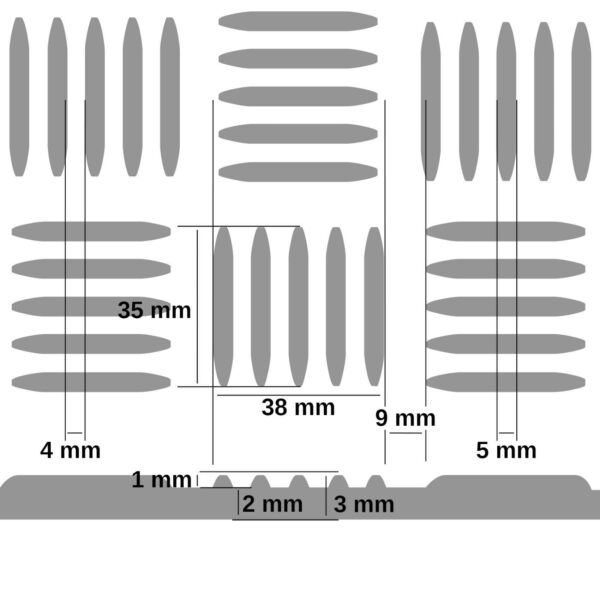 Gummiläufer Meterware, 100cm breit 3mm, Gummimatten in Schwarz, Riffelblech