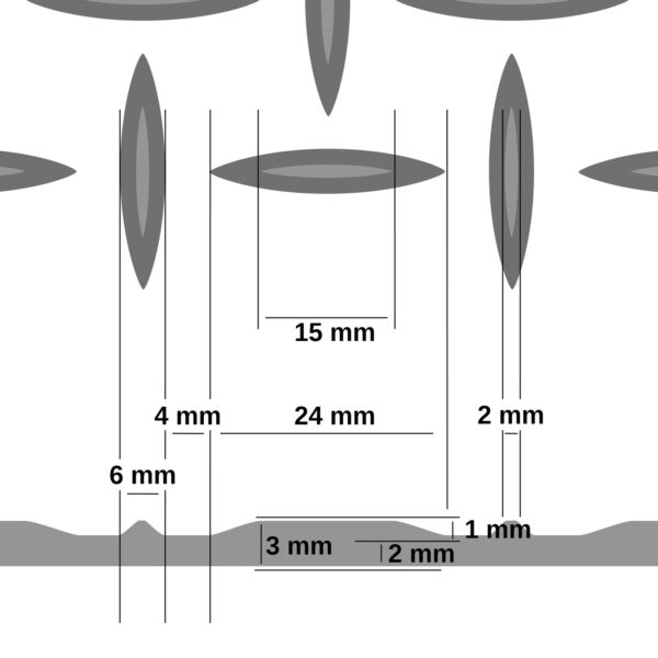 Gummimatte geriffelt, D=2,5mm B=1500mm scharz