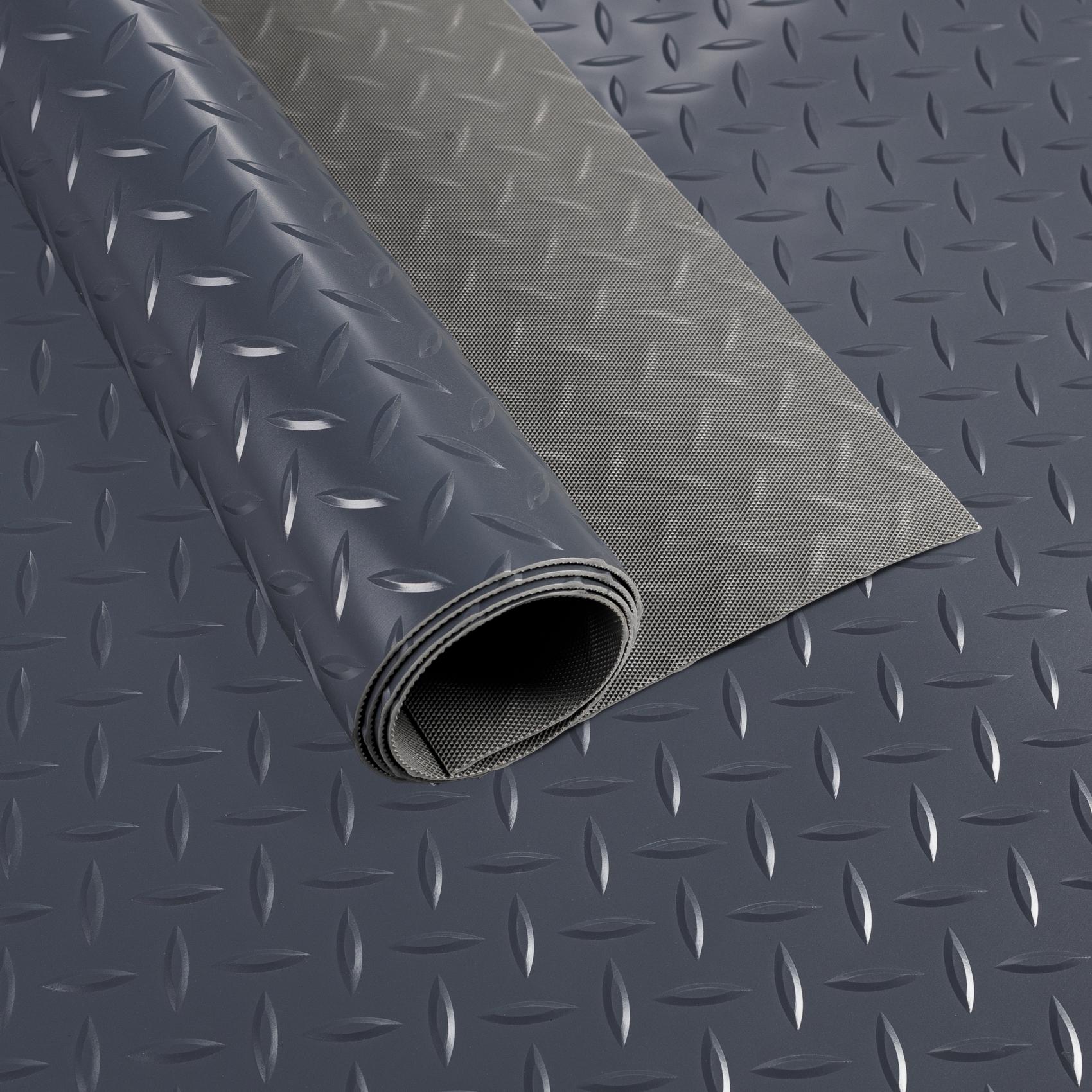 PVC Bodenbelag Meterware Dionis Antirutschmatte Vinylboden geruchslos Tränenblech Schwarz / Silber / Anthrazit Stärke: 1,5mm | Breite 100cm Anthrazit