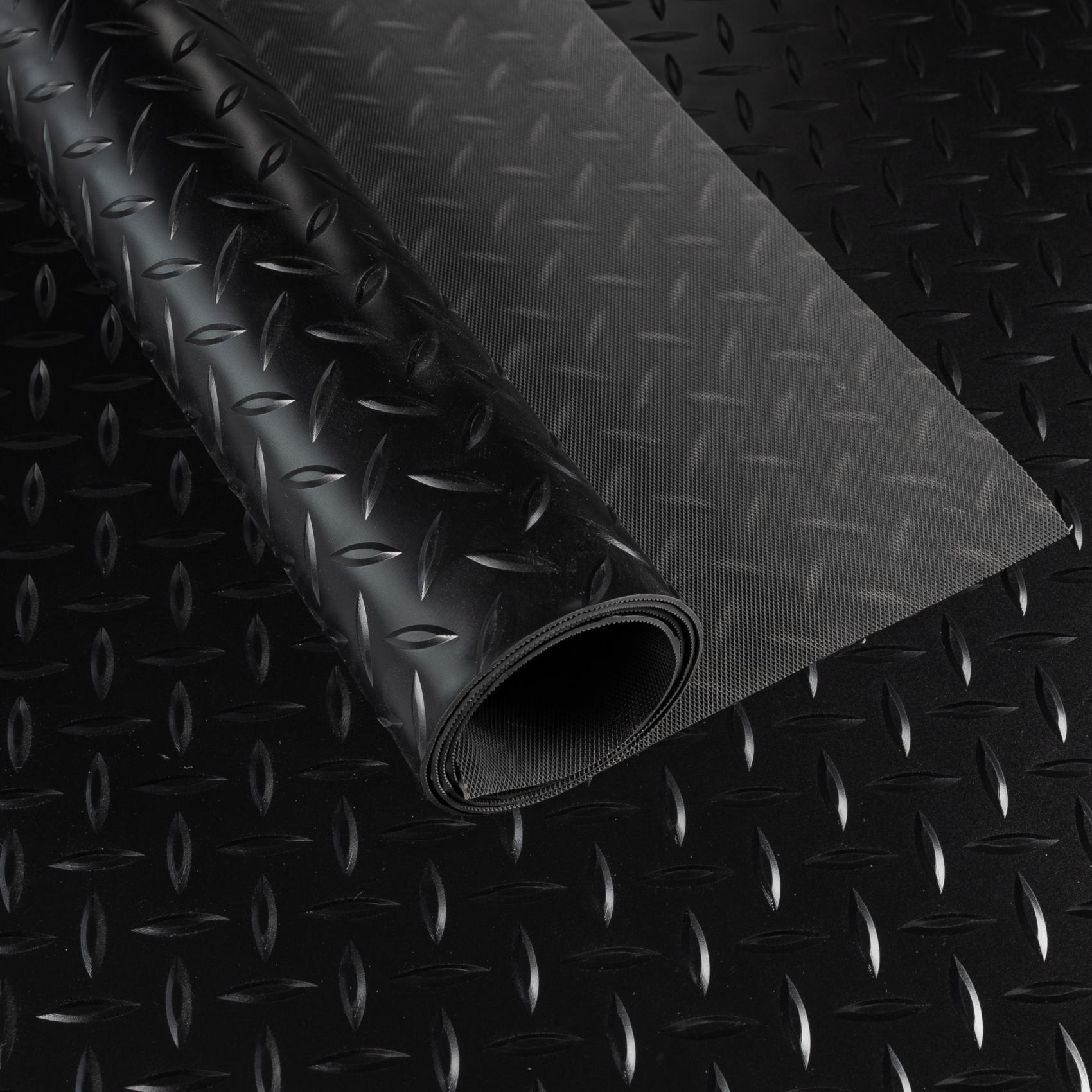 PVC Bodenbelag Meterware Dionis Antirutschmatte Vinylboden geruchslos Tränenblech Schwarz / Silber / Anthrazit Stärke: 1,5mm | Breite 100cm Schwarz 10