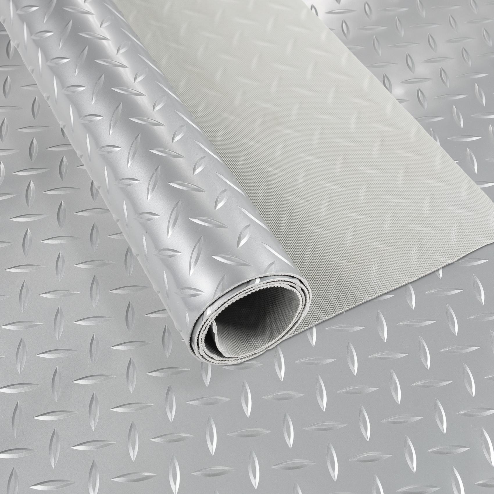 PVC Bodenbelag Meterware Dionis Antirutschmatte Vinylboden geruchslos Tränenblech Schwarz / Silber / Anthrazit Stärke: 1,5mm | Breite 100cm Silber 100