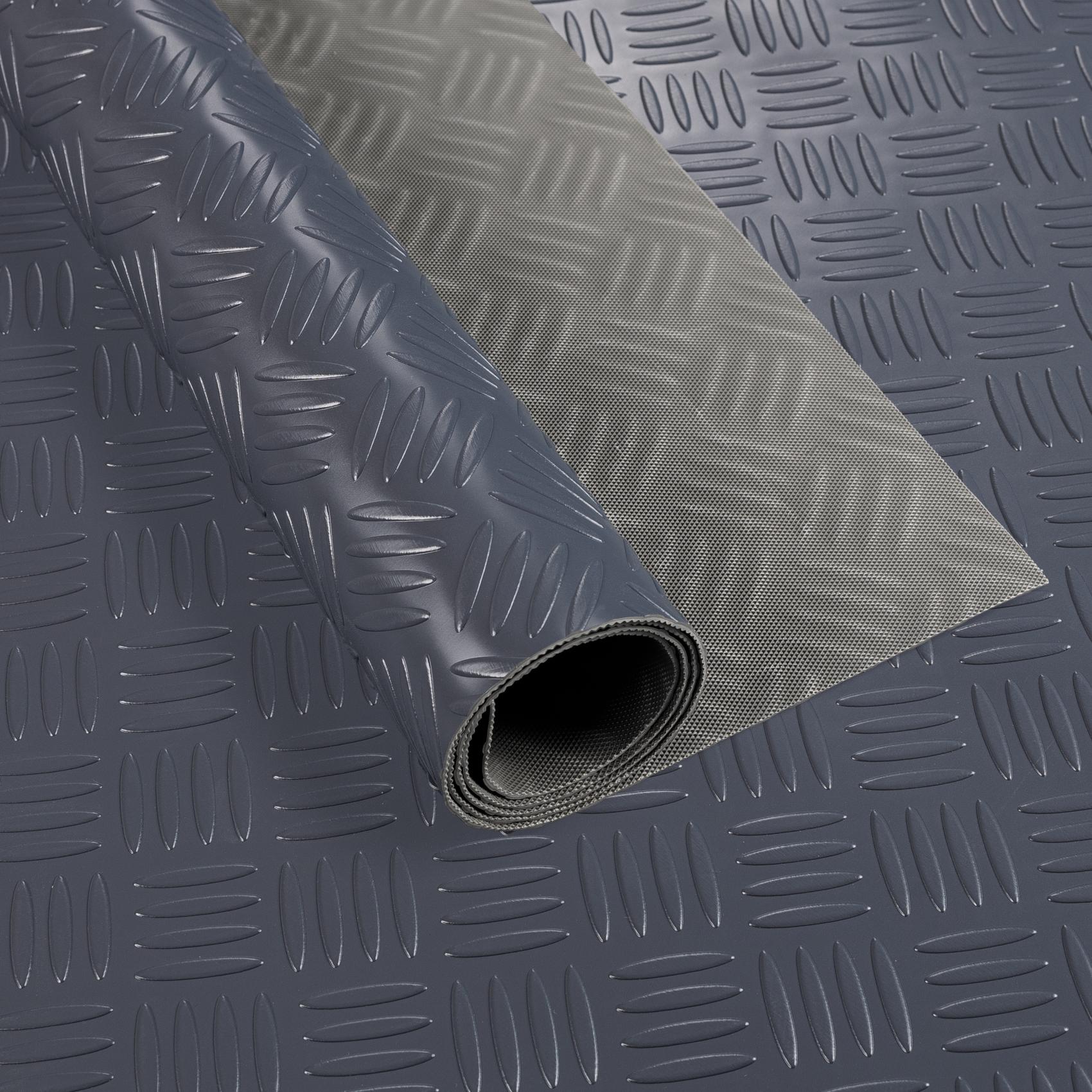 PVC Bodenbelag Meterware Dionis Antirutschmatte Vinylboden geruchslos Riffelblech Schwarz / Silber / Anthrazit Stärke: 1,5mm | Breite 100cm Anthrazit