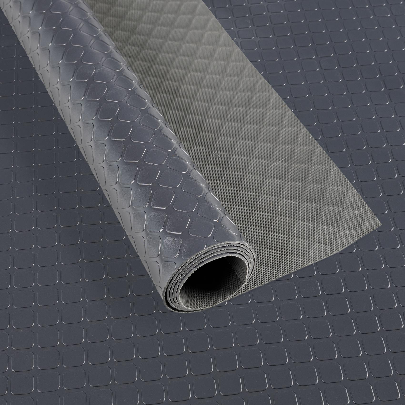 PVC Bodenbelag Meterware Antirutschmatte Vinylboden Dionis geruchslos Karo Schwarz / Silber / Anthrazit Stärke: 1,5mm | Breite 100cm Anthrazit 100x100