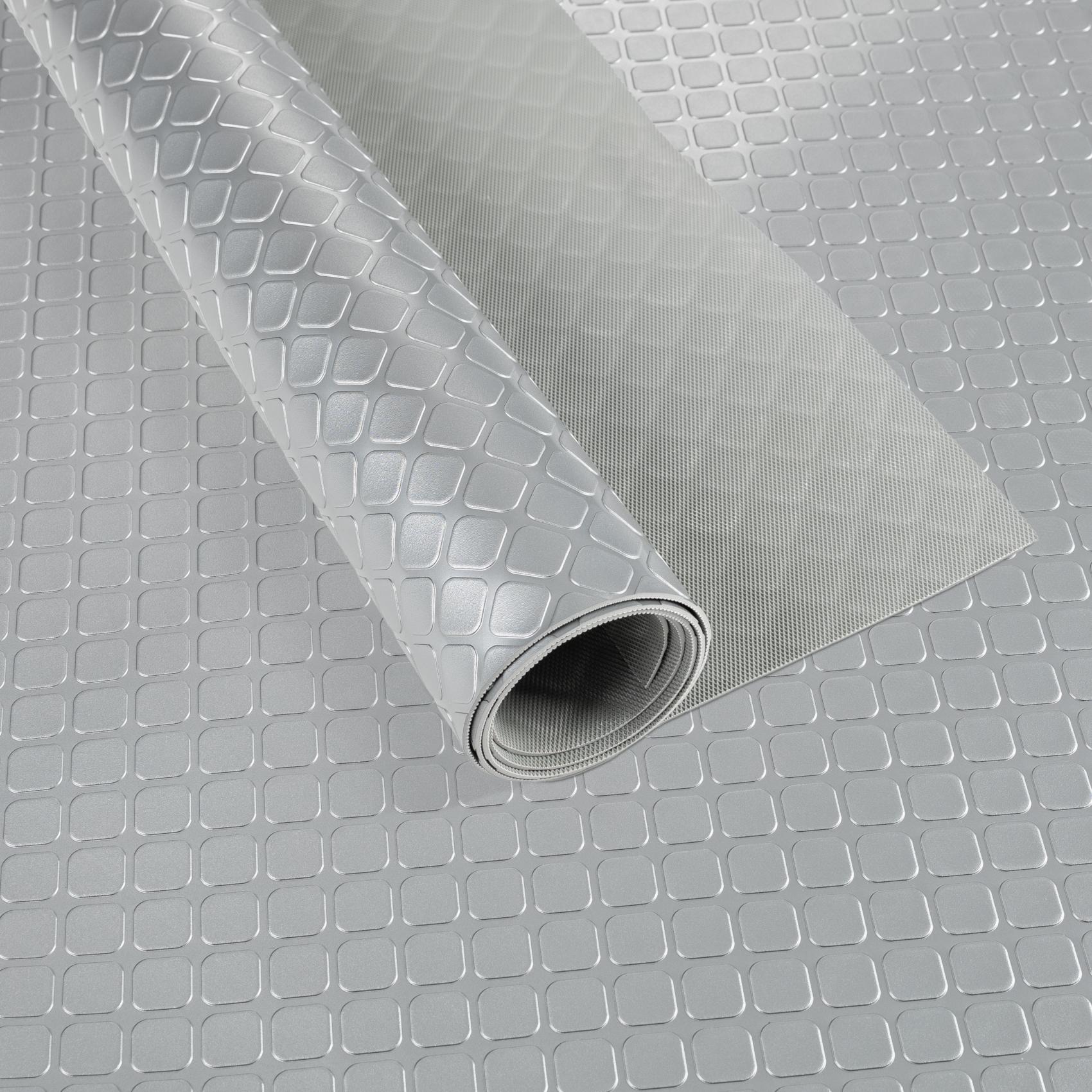 PVC Bodenbelag Meterware Antirutschmatte Vinylboden Dionis geruchslos Karo Schwarz / Silber / Anthrazit Stärke: 1,5mm | Breite 100cm Silber 100x100cm