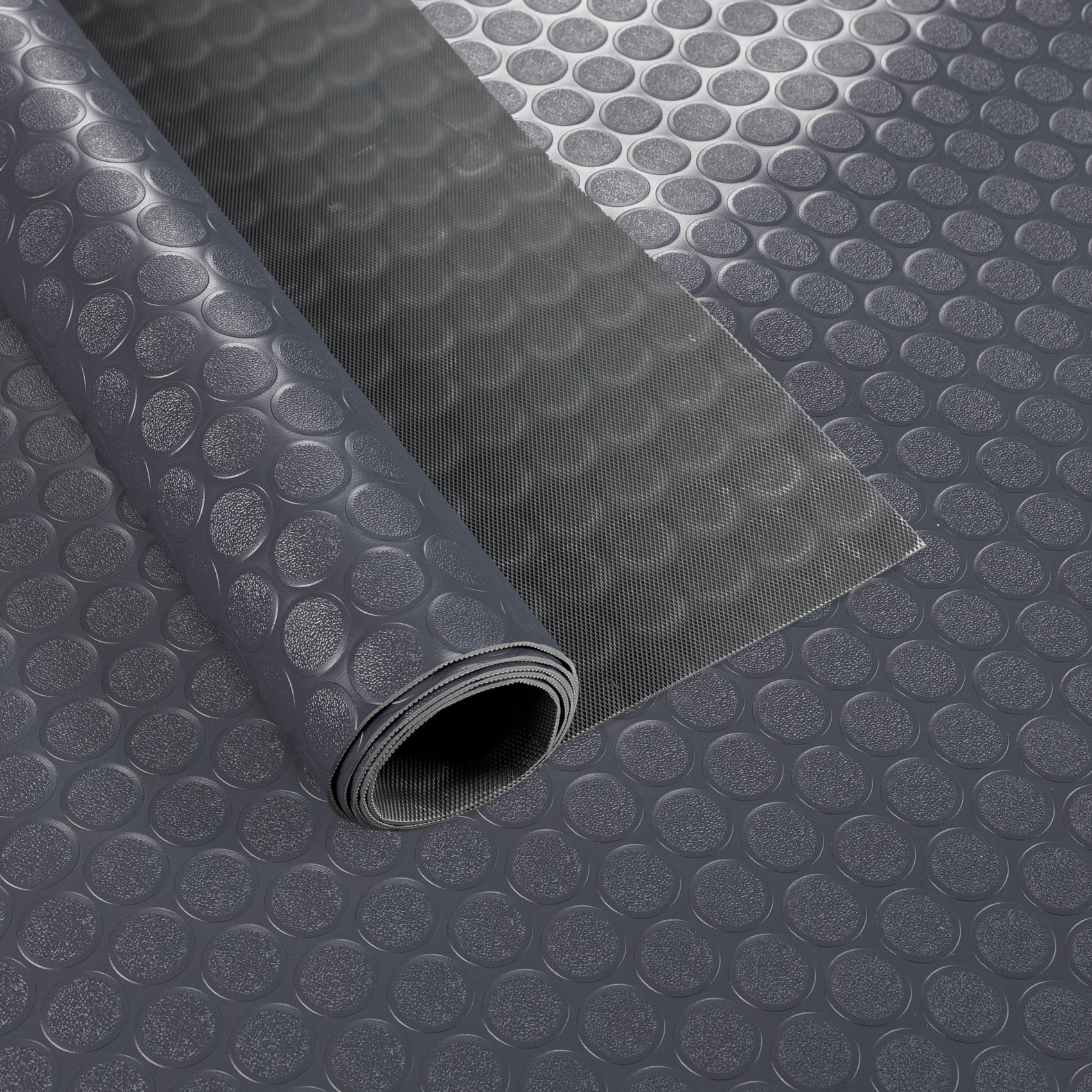 PVC Bodenbelag Meterware Dionis Antirutschmatte Vinylboden geruchslos Noppen Schwarz / Silber / Anthrazit Stärke: 1,5mm | Breite 100cm Anthrazit 100x1