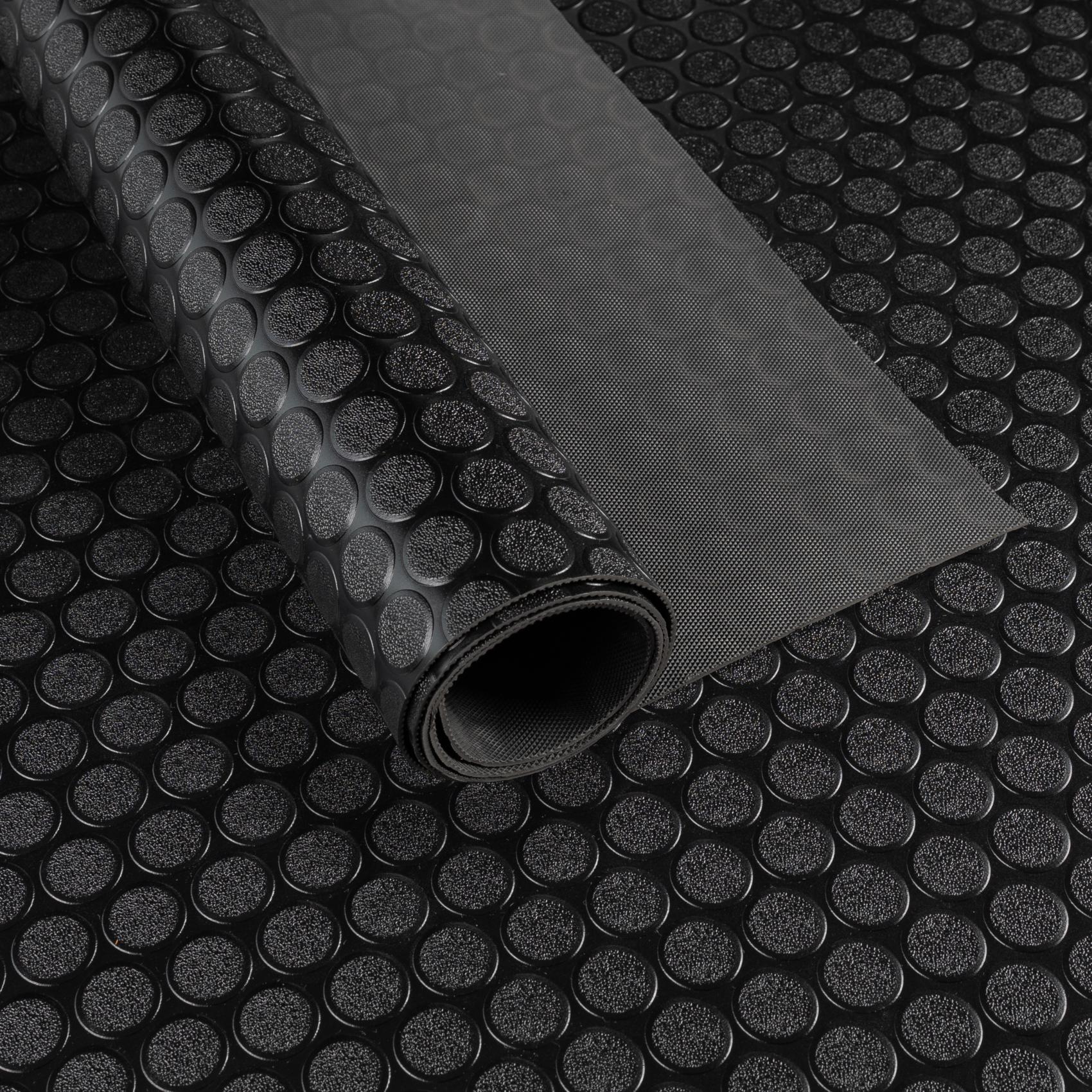 PVC Bodenbelag Meterware Dionis Antirutschmatte Vinylboden geruchslos Noppen Schwarz / Silber / Anthrazit Stärke: 1,5mm | Breite 100cm Schwarz 100x100