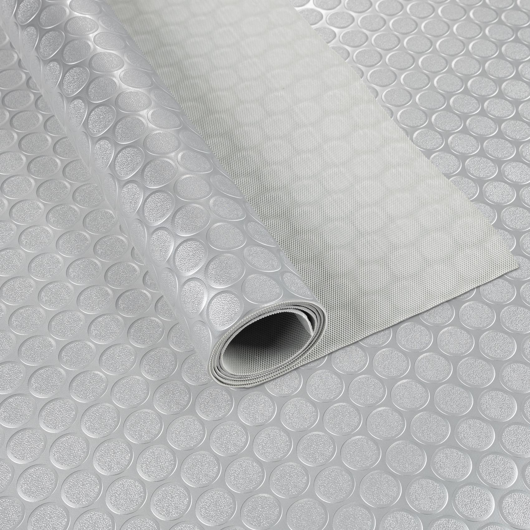 PVC Bodenbelag Meterware Dionis Antirutschmatte Vinylboden geruchslos Noppen Schwarz / Silber / Anthrazit Stärke: 1,5mm | Breite 100cm Silber 100x100c
