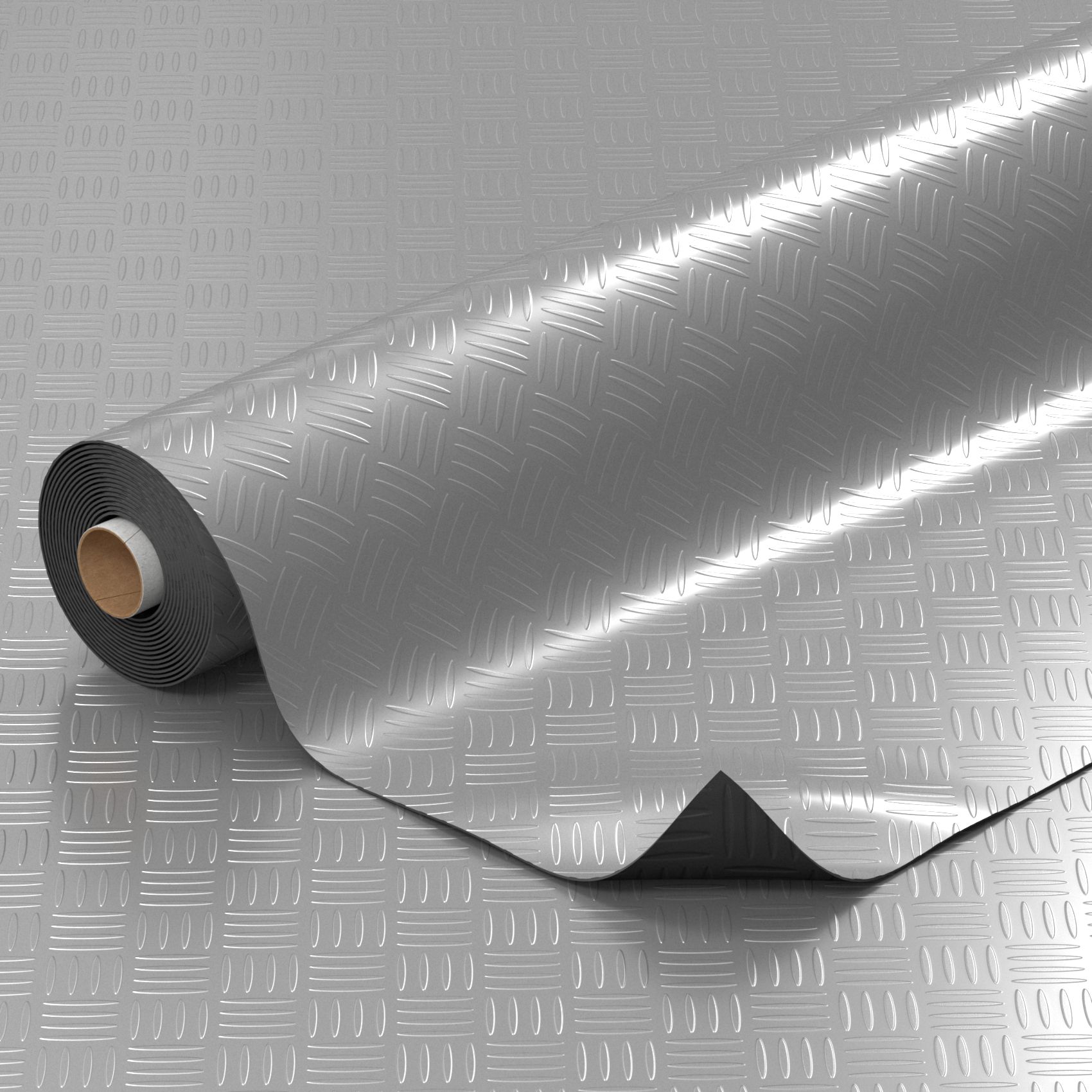 PVC-Bodenbelag Vinylboden Riffelblech Tränenblechoptik Meterware Silber 1mm Breite 140cm 100x140cm