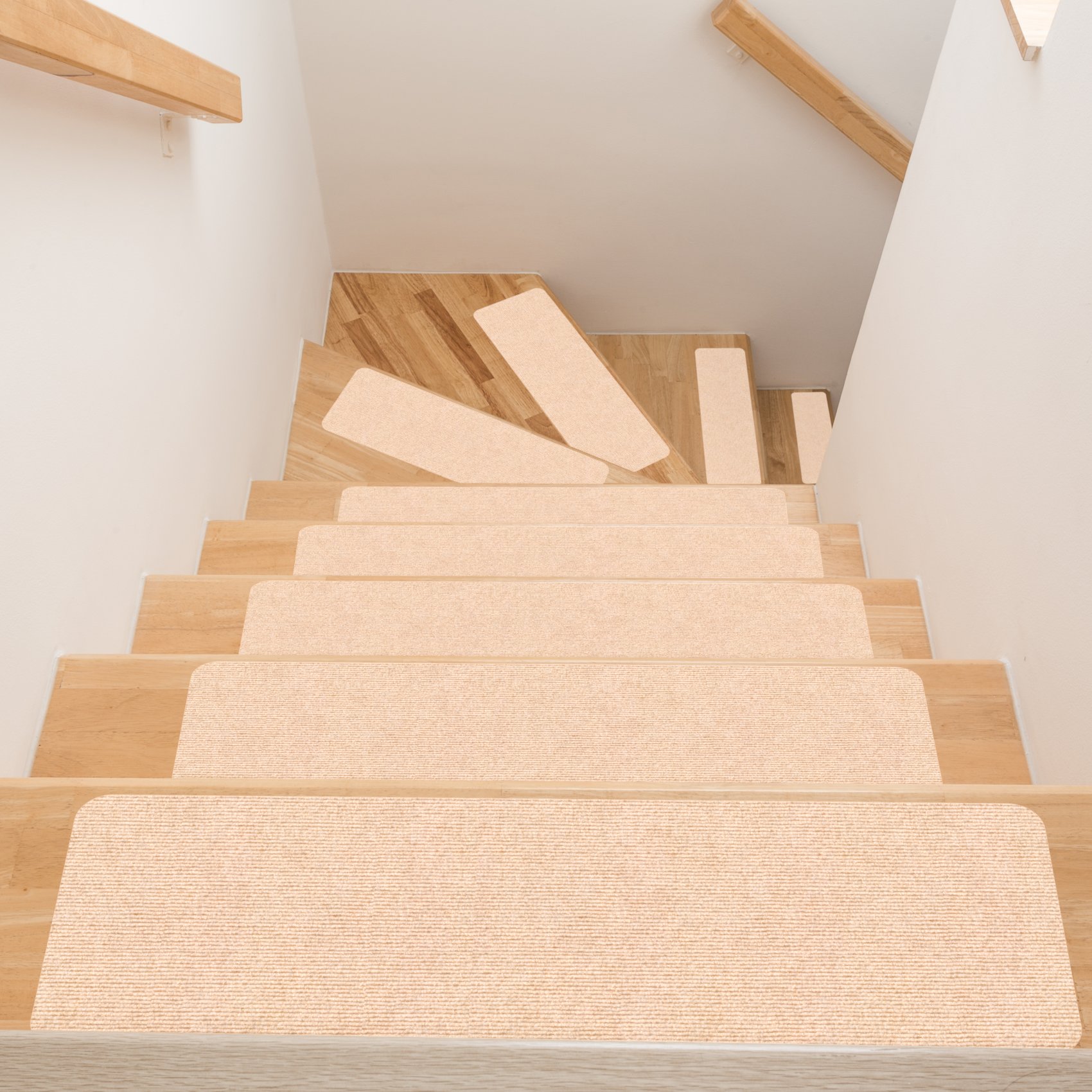 Stufenmatte Treppenteppich Treppenstufen Teppich Treppenstufenmatte Creme 21 Größen 50x20cm